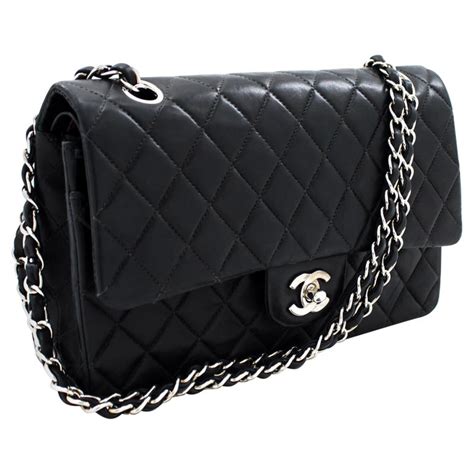 chanel classic flap bag silver chain